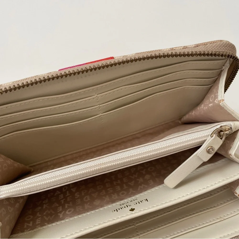 Kate Spade New York Neda Signature Stucco Canvas Zip Around Beige Wallet